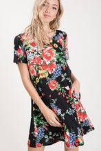 Load image into Gallery viewer, Black Floral Sassy Dress
