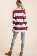 Load image into Gallery viewer, V Neck Drop Shoulder Striped Sweater
