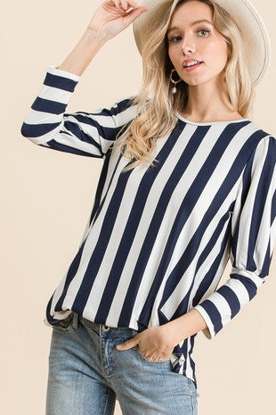 Round Neck Bubble Sleeve Top