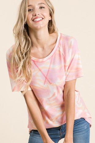 Round Neck Tie Dye Top