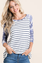 Load image into Gallery viewer, Stripe Tie Dye Top Navy
