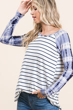 Load image into Gallery viewer, Stripe Tie Dye Top Navy
