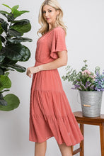 Load image into Gallery viewer, Vintage Rose Flutter Sleeve Tier Dress
