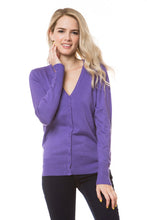 Load image into Gallery viewer, Button Down V Neck Cardigan Sweater  (BLACK, RED, PURPLE)
