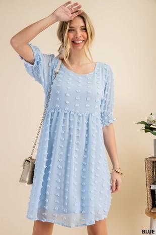 Round Neck Baby Doll Bubble Sleeve Dress